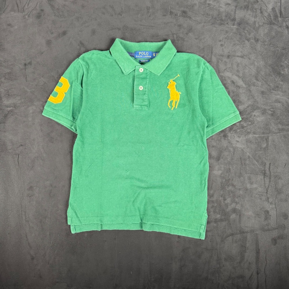 Y2K Womens Polo Ralph Lauren Big Pony Cotton Pique Polo Shirt Green Size S (8)